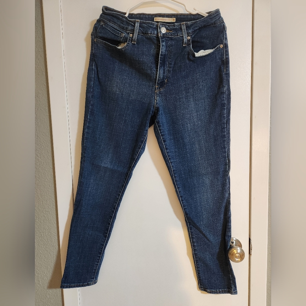 Levi's 721 High Rise Dark Blue Women's Skinny Ankle Jeans (Size 31)